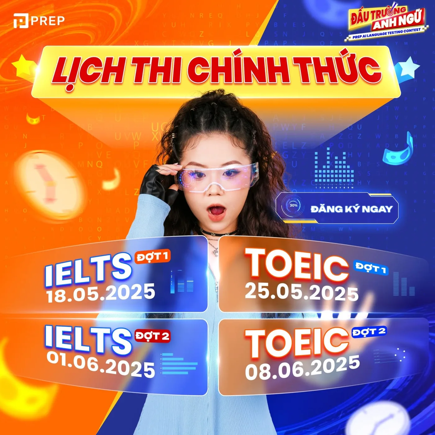 Campaign KV announcing the official IELTS and TOEIC test dates
