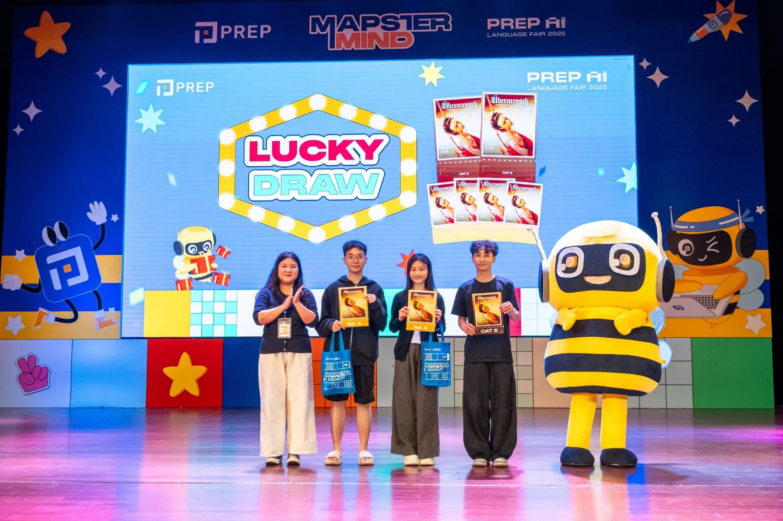 LED screen for the lucky draw, with winners on stage