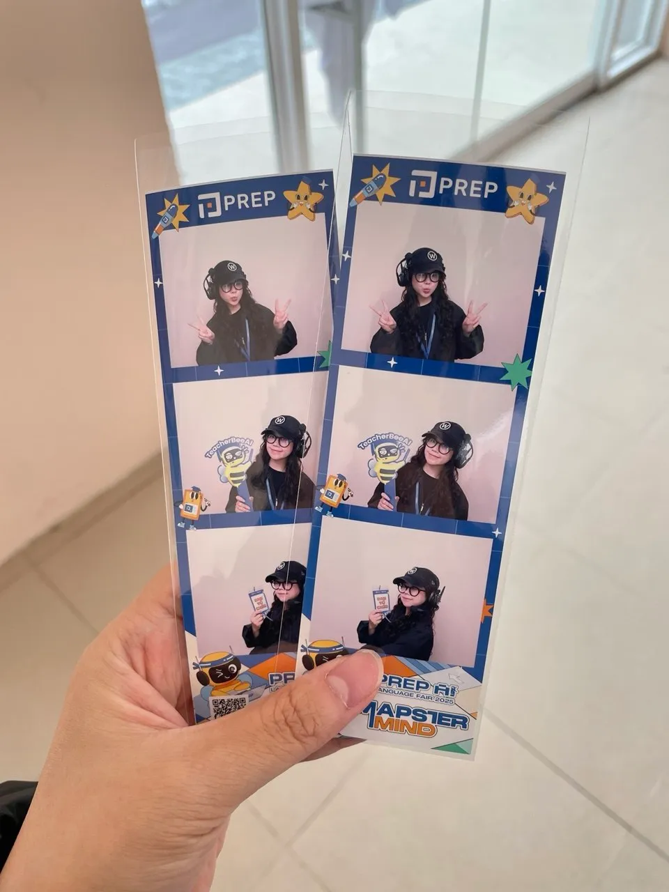 Two photobooth strips in the Mapstermind frame design